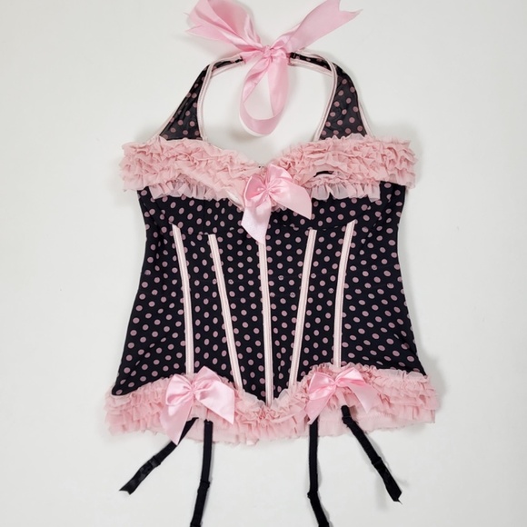 Vintage Black and Pink Polka Dot Corset - Picture 9 of 14